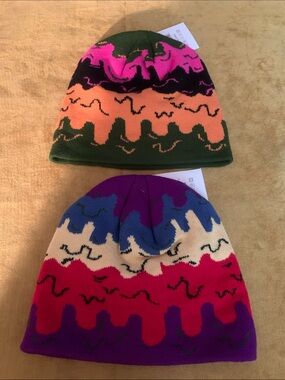 2 Multicolored beanie Hats New